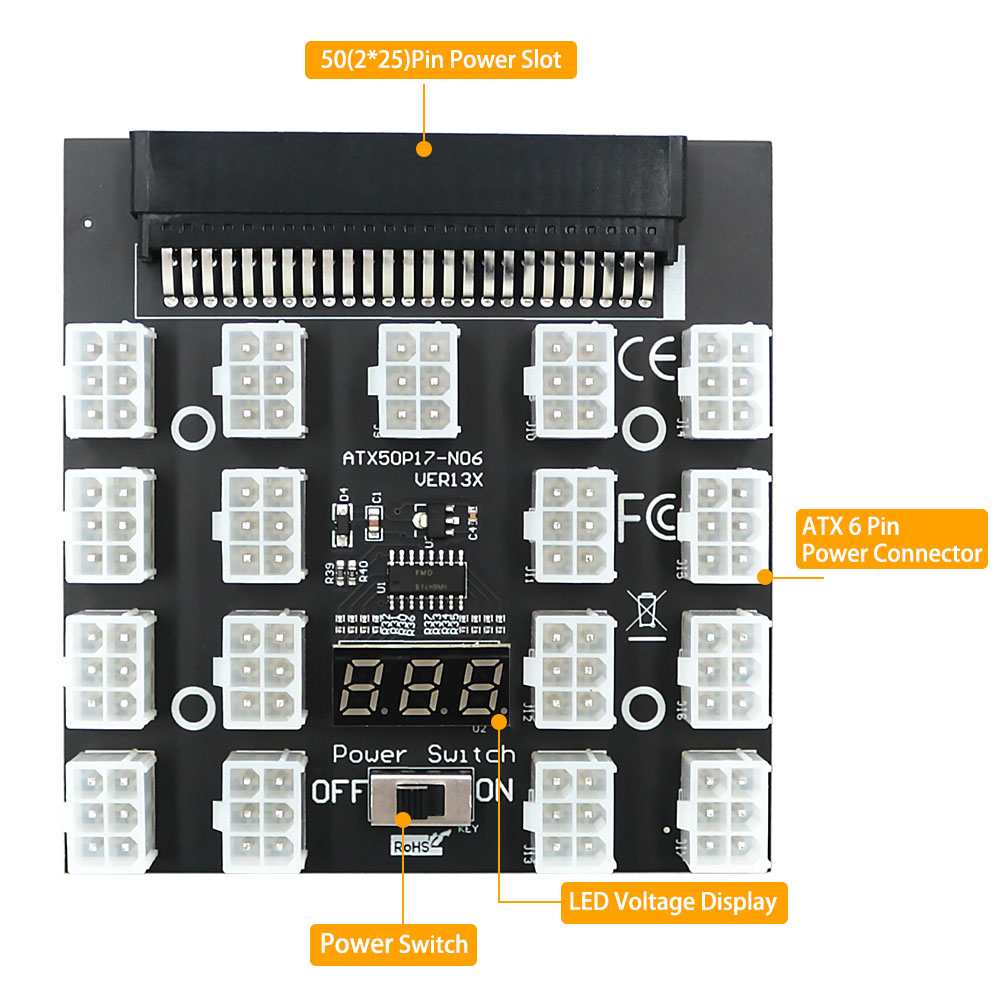 Pci-e 12v 50pin para atx 17x6p - 2000W Atx Mining Power Supply avaliação e preço