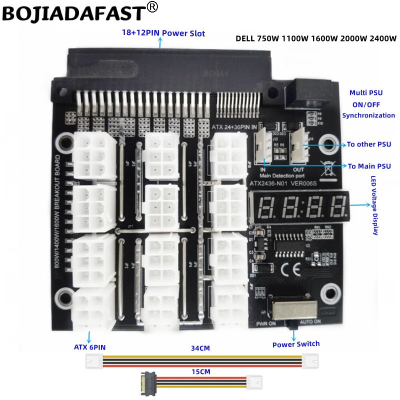 Placa de Conexão com 12 Conect - 2400W Server Psu Breakout Board avaliação e preço